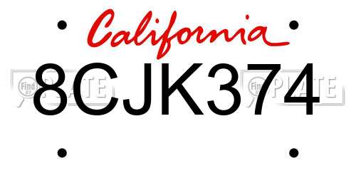 8CJK374 California License Plate