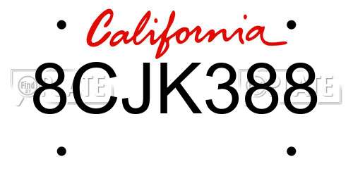 8CJK388 California License Plate