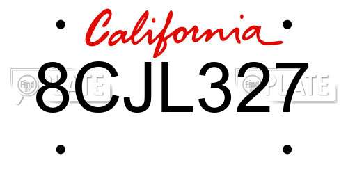 8CJL327 California License Plate