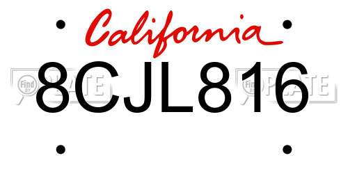 8CJL816 California License Plate