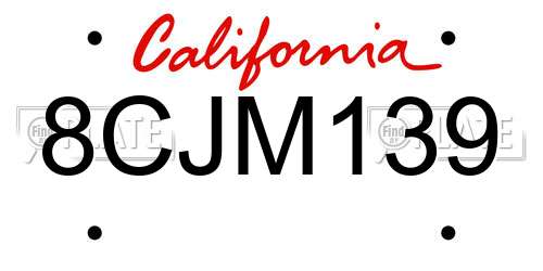 8CJM139 California License Plate
