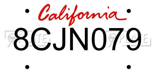8CJN079 California License Plate