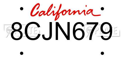 8CJN679 California License Plate