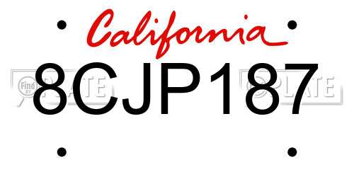 8CJP187 California License Plate