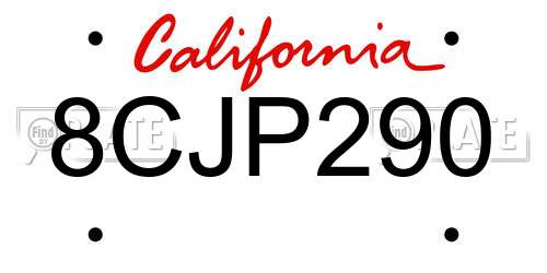 8CJP290 California License Plate