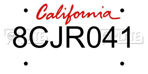 8CJR041 California License Plate