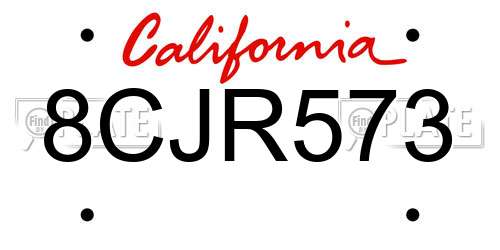 8CJR573 California License Plate