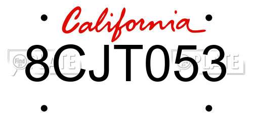 8CJT053 California License Plate