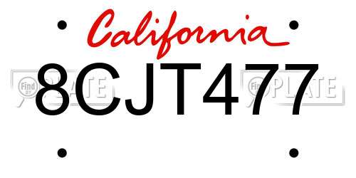 8CJT477 California License Plate