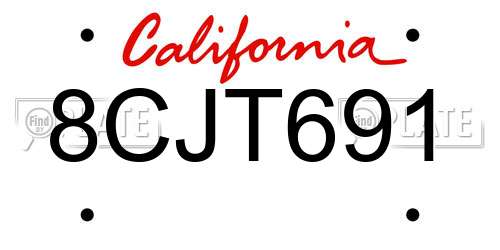 8CJT691 California License Plate
