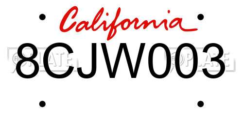8CJW003 California License Plate