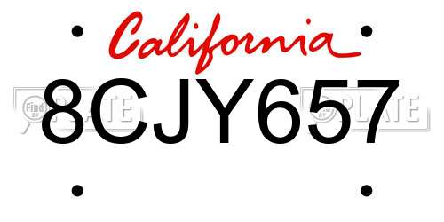 8CJY657 California License Plate
