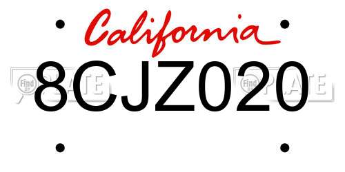 8CJZ020 California License Plate