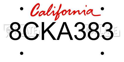 8CKA383 California License Plate