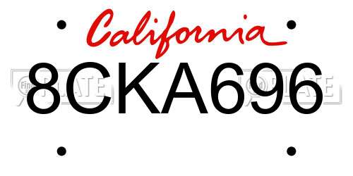 8CKA696 California License Plate