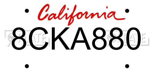 8CKA880 California License Plate