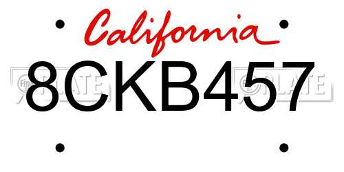 8CKB457 California License Plate