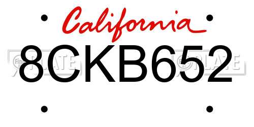 8CKB652 California License Plate