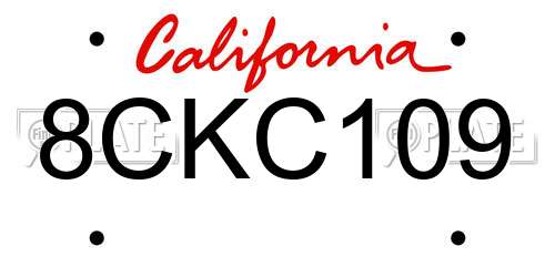 8CKC109 California License Plate