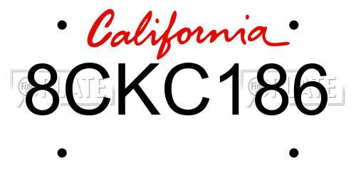 8CKC186 California License Plate