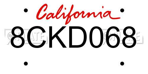 8CKD068 California License Plate
