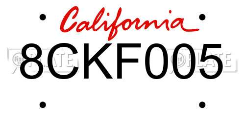8CKF005 California License Plate