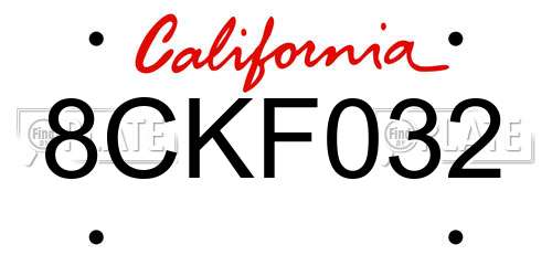 8CKF032 California License Plate