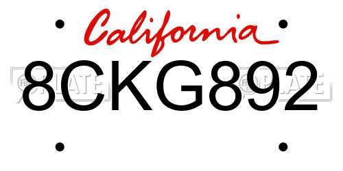 8CKG892 California License Plate