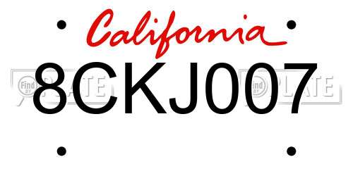 8CKJ007 California License Plate