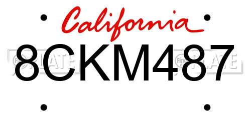 8CKM487 California License Plate