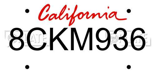8CKM936 California License Plate