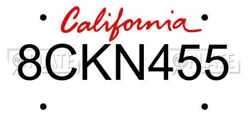 8CKN455 California License Plate