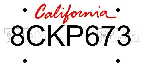 8CKP673 California License Plate