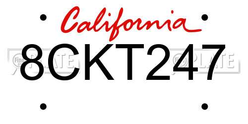 8CKT247 California License Plate