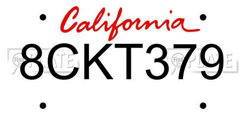 8CKT379 California License Plate