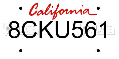 8CKU561 California License Plate