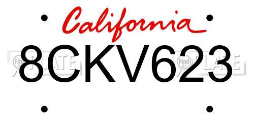 8CKV623 California License Plate