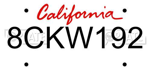 8CKW192 California License Plate
