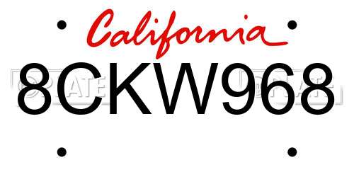 8CKW968 California License Plate