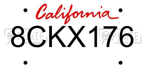 8CKX176 California License Plate