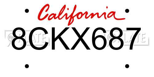 8CKX687 California License Plate