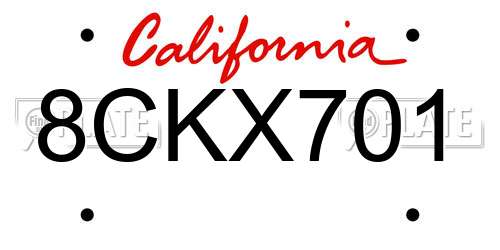 8CKX701 California License Plate