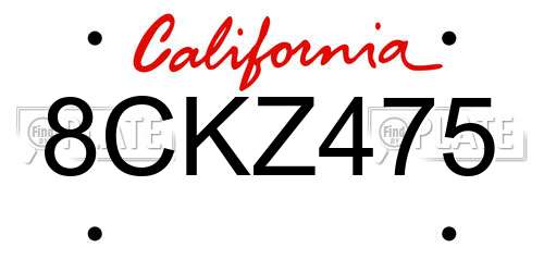 8CKZ475 California License Plate
