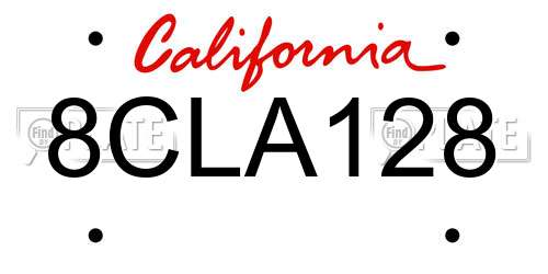 8CLA128 California License Plate