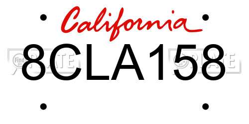 8CLA158 California License Plate