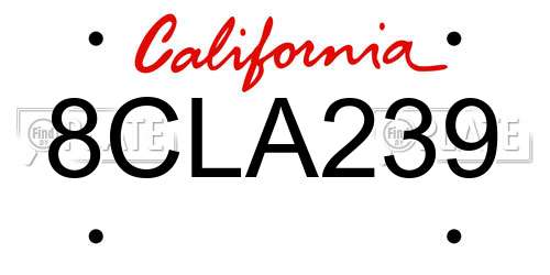 8CLA239 California License Plate