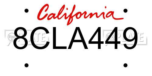 8CLA449 California License Plate