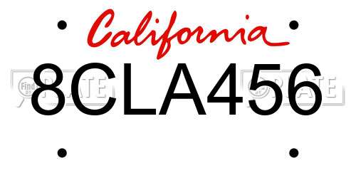 8CLA456 California License Plate