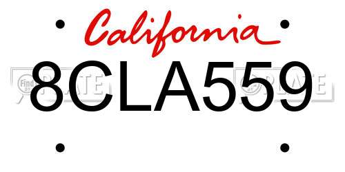 8CLA559 California License Plate