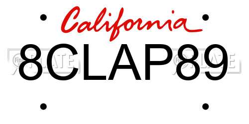 8CLAP89 California License Plate
